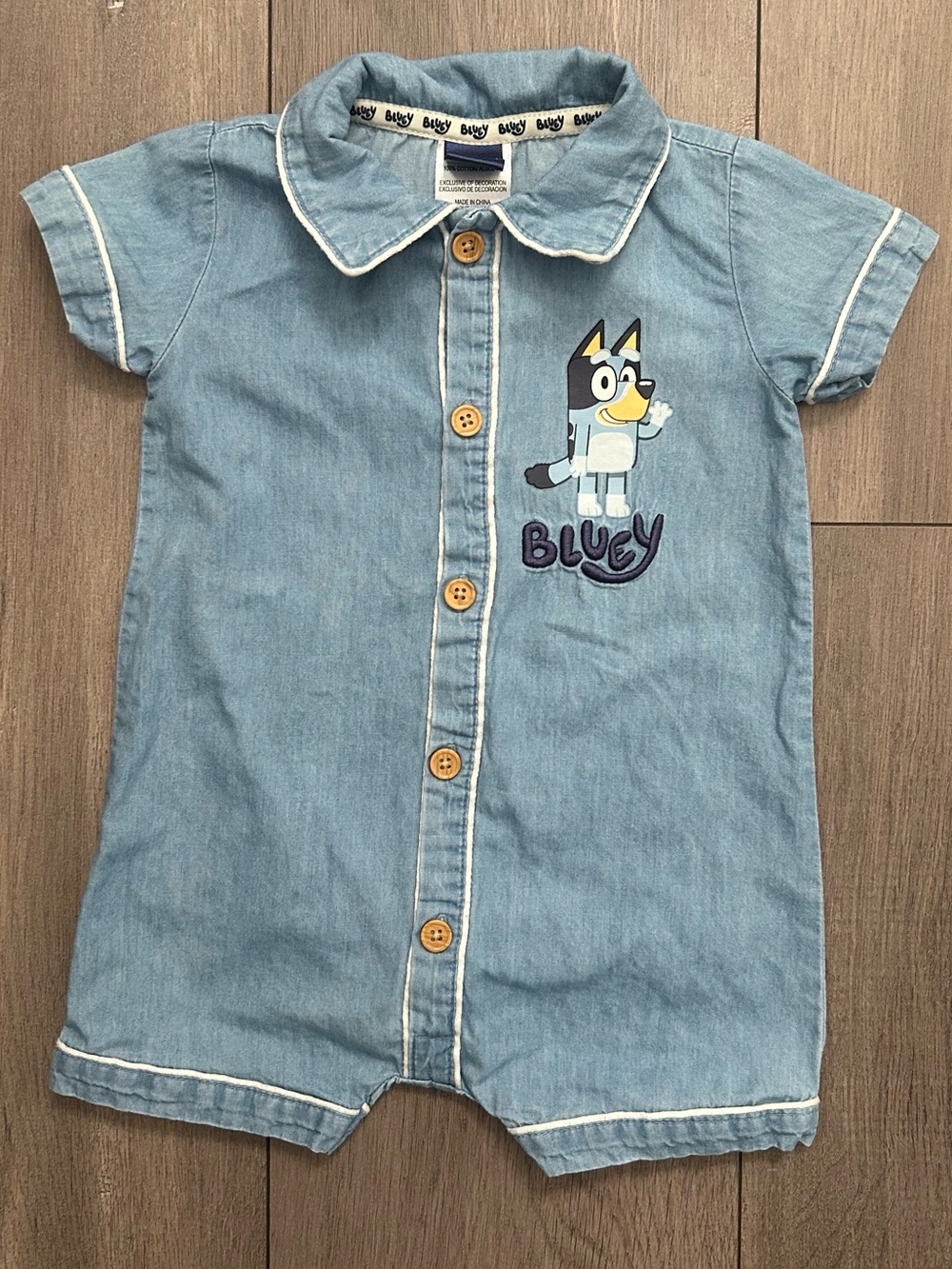Bluey Faux-Denim Baby Romper - 6/9 months